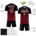 Maillot de football noir personnalisé par sublimation, couleur cramoisi-crème
