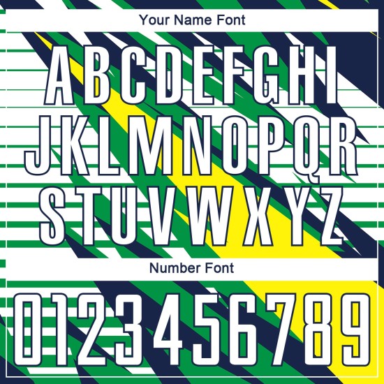 Maillot de football vert personnalisé par sublimation, uniforme blanc, jaune et bleu marine Maillot de football vert personnalisé par sublimation, uniforme blanc, jaune et bleu marine