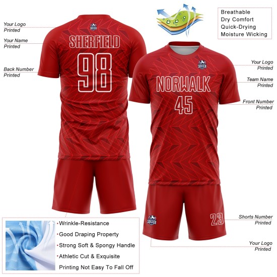 Maillot de football personnalisé à sublimation rouge et blanc Maillot de football personnalisé à sublimation rouge et blanc