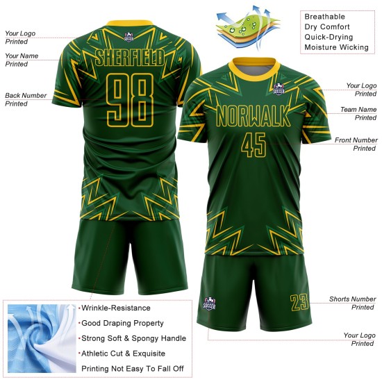 Maillot de football à motifs géométriques jaunes et verts, sublimation personnalisée