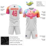 Maillot de football blanc sublimé rose-or personnalisé Maillot de football blanc sublimé rose-or personnalisé