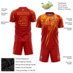 Maillot de football personnalisé rouge à sublimation dorée