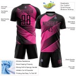 Maillot de football rose sublimé noir personnalisé Maillot de football rose sublimé noir personnalisé