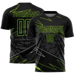 Maillot de football vert uniforme lignes sublimation noir néon personnalisé Maillot de football vert uniforme lignes sublimation noir néon personnalisé