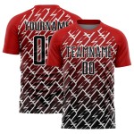 Maillot de football Lightning personnalisé noir-blanc-rouge par sublimation Maillot de football Lightning personnalisé noir-blanc-rouge par sublimation