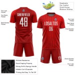 Maillot de football personnalisé blanc, uniforme rouge, sublimation Maillot de football personnalisé blanc, uniforme rouge, sublimation
