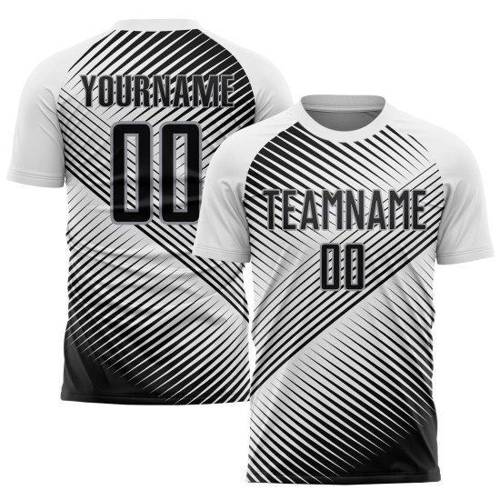 Maillot de football blanc personnalisé par sublimation, noir et gris Maillot de football blanc personnalisé par sublimation, noir et gris