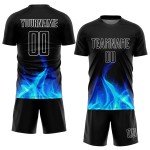 Maillot de football personnalisé à sublimation flamme noire, blanc Maillot de football personnalisé à sublimation flamme noire, blanc