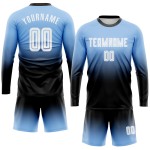 Maillot de football à manches longues, léger et personnalisé, à la mode, dégradé blanc-noir-bleu Maillot de football à manches longues, léger et personnalisé, à la mode, dégradé blanc-noir-bleu