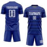 Maillot de football personnalisé à sublimation blanc-bleu marine Royal Maillot de football personnalisé à sublimation blanc-bleu marine Royal