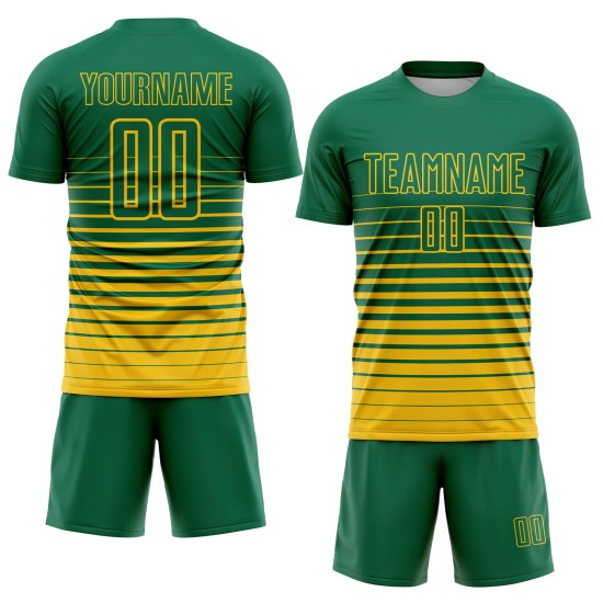 Maillot de football personnalisé à rayures fines, jaune, vert, à sublimation, délavé, Kelly Maillot de football personnalisé à rayures fines, jaune, vert, à sublimation, délavé, Kelly