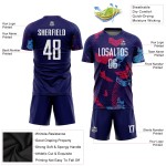 Maillot de football bleu marine, sublimation, blanc clair, personnalisé Maillot de football bleu marine, sublimation, blanc clair, personnalisé