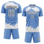 Maillot de football abstrait à sublimation, motif fragment léger, blanc et noir, personnalisé, bleu Maillot de football abstrait à sublimation, motif fragment léger, blanc et noir, personnalisé, bleu