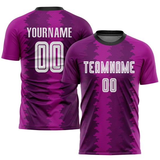 Maillot de football violet sublimé, uniforme blanc-rose personnalisé Maillot de football violet sublimé, uniforme blanc-rose personnalisé
