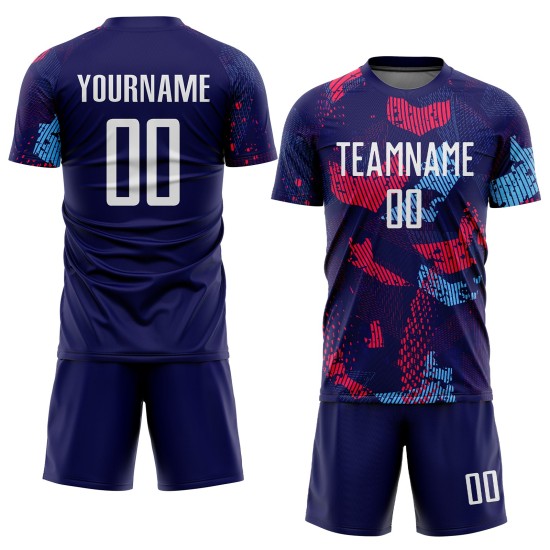 Maillot de football bleu marine, sublimation, blanc clair, personnalisé Maillot de football bleu marine, sublimation, blanc clair, personnalisé
