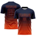 Maillot de football sublimé orange à rayures fines bleu marine Maillot de football sublimé orange à rayures fines bleu marine