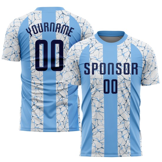 Maillot de football bleu marine, blanc et bleu, personnalisé, léger, sublimé Maillot de football bleu marine, blanc et bleu, personnalisé, léger, sublimé