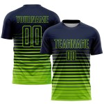 Maillot de football bleu marine à rayures fines, dégradé de mode néon, personnalisé, vert, sublimation Maillot de football bleu marine à rayures fines, dégradé de mode néon, personnalisé, vert, sublimation