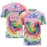 Maillot de football personnalisé par sublimation, cravate blanche et rose Maillot de football personnalisé par sublimation, cravate blanche et rose