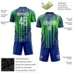 Maillot de football personnalisé par sublimation, blanc et vert royal fluo Maillot de football personnalisé par sublimation, blanc et vert royal fluo