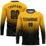 Maillot de football à manches longues, imprimé doré, à la mode, noir, personnalisé Maillot de football à manches longues, imprimé doré, à la mode, noir, personnalisé