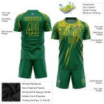 Maillot de football personnalisé vert Kelly jaune par sublimation Maillot de football personnalisé vert Kelly jaune par sublimation