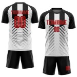 Maillot de football personnalisé noir, rouge et blanc, sublimation Maillot de football personnalisé noir, rouge et blanc, sublimation