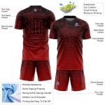 Maillot de football noir et rouge, sublimation, lignes personnalisées, uniforme Maillot de football noir et rouge, sublimation, lignes personnalisées, uniforme