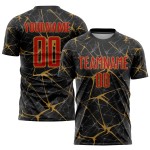 Maillot de football personnalisé rouge doré, ancien, noir, sublimation Maillot de football personnalisé rouge doré, ancien, noir, sublimation
