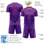 Maillot de football personnalisé à sublimation géométrique rose et violet Maillot de football personnalisé à sublimation géométrique rose et violet