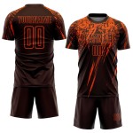 Maillot de football marron personnalisé, orange, sublimation Maillot de football marron personnalisé, orange, sublimation