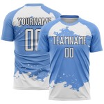 Maillot de football abstrait à sublimation, motif fragment léger, blanc et noir, personnalisé, bleu Maillot de football abstrait à sublimation, motif fragment léger, blanc et noir, personnalisé, bleu