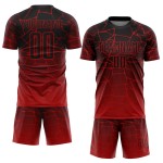 Maillot de football noir et rouge, sublimation, lignes personnalisées, uniforme Maillot de football noir et rouge, sublimation, lignes personnalisées, uniforme