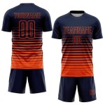 Maillot de football sublimé orange à rayures fines bleu marine Maillot de football sublimé orange à rayures fines bleu marine