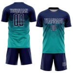Maillot de football personnalisé à sublimation bleu marine et blanc Maillot de football personnalisé à sublimation bleu marine et blanc