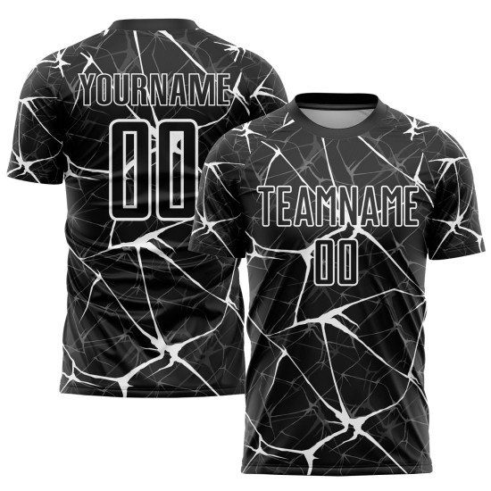 Maillot de football personnalisé par sublimation noir et blanc Maillot de football personnalisé par sublimation noir et blanc