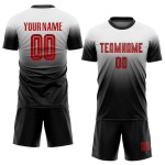 Maillot de football uniforme sublimé rouge-noir mode blanc fondu personnalisé
