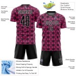 Maillot de football rose géométrique noir et blanc, formes de sublimation personnalisées Maillot de football rose géométrique noir et blanc, formes de sublimation personnalisées