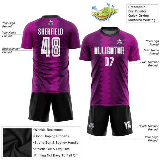 Maillot de football violet sublimé, uniforme blanc-rose personnalisé Maillot de football violet sublimé, uniforme blanc-rose personnalisé