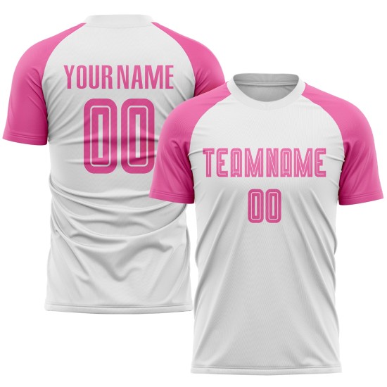 Maillot de football blanc rose personnalisé par sublimation Maillot de football blanc rose personnalisé par sublimation