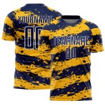 Maillot de football personnalisé à sublimation or-blanc Splash Navy Maillot de football personnalisé à sublimation or-blanc Splash Navy