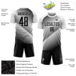 Maillot de football blanc personnalisé par sublimation, noir et gris Maillot de football blanc personnalisé par sublimation, noir et gris