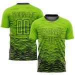 Maillot de football vert fluo noir, uniforme, sublimation personnalisée Maillot de football vert fluo noir, uniforme, sublimation personnalisée