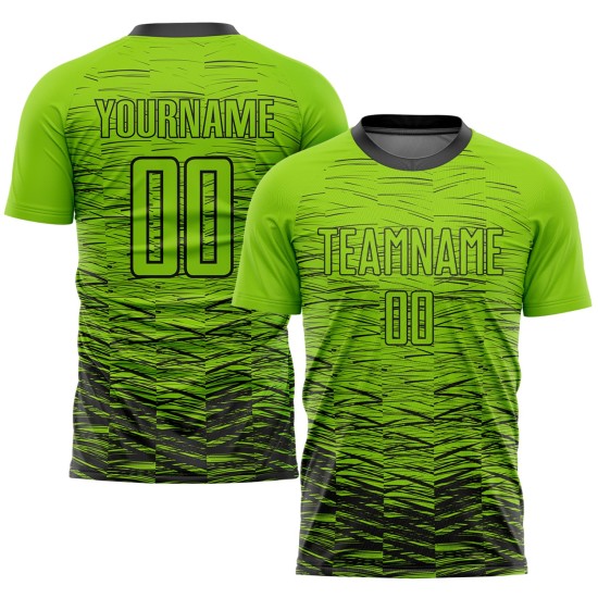 Maillot de football vert fluo noir, uniforme, sublimation personnalisée Maillot de football vert fluo noir, uniforme, sublimation personnalisée