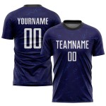 Maillot de football personnalisé violet, blanc foncé et noir, par sublimation Maillot de football personnalisé violet, blanc foncé et noir, par sublimation