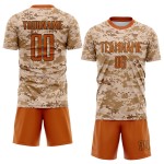 Maillot de service camouflage personnalisé Salute To Soccer orange-marron Texas Uniform Sublimation Maillot de service camouflage personnalisé Salute To Soccer orange-marron Texas Uniform Sublimation