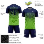 Maillot de football personnalisé bleu marine, uniforme de sublimation vert fluo Maillot de football personnalisé bleu marine, uniforme de sublimation vert fluo