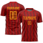Maillot de football personnalisé, or et rouge, sublimation Maillot de football personnalisé, or et rouge, sublimation