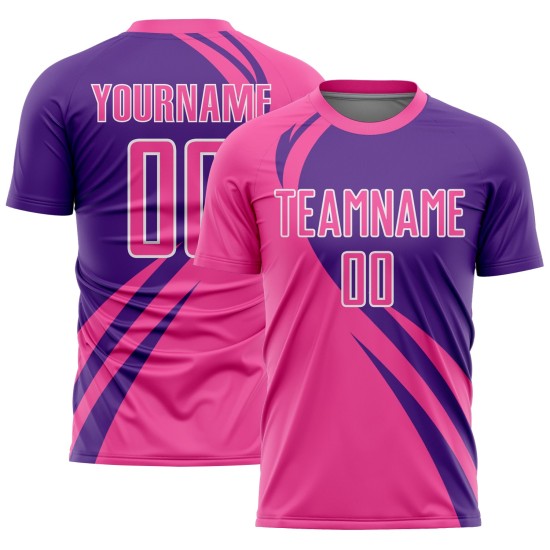 Maillot de football personnalisé Lines violet-blanc Curve, rose, sublimation