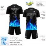 Maillot de football personnalisé à sublimation flamme noire, blanc Maillot de football personnalisé à sublimation flamme noire, blanc